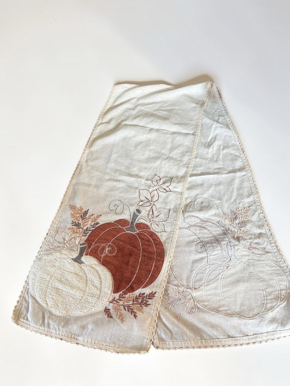 Embroidered Pumpkin Table Runner 68x13 Fall Thanksgiving Harvest Farmhouse